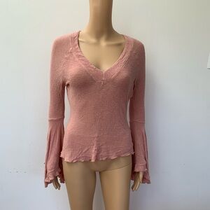 Free People Intimately FP Soo Dramatic Bell Sleeve top Washed Rose M
